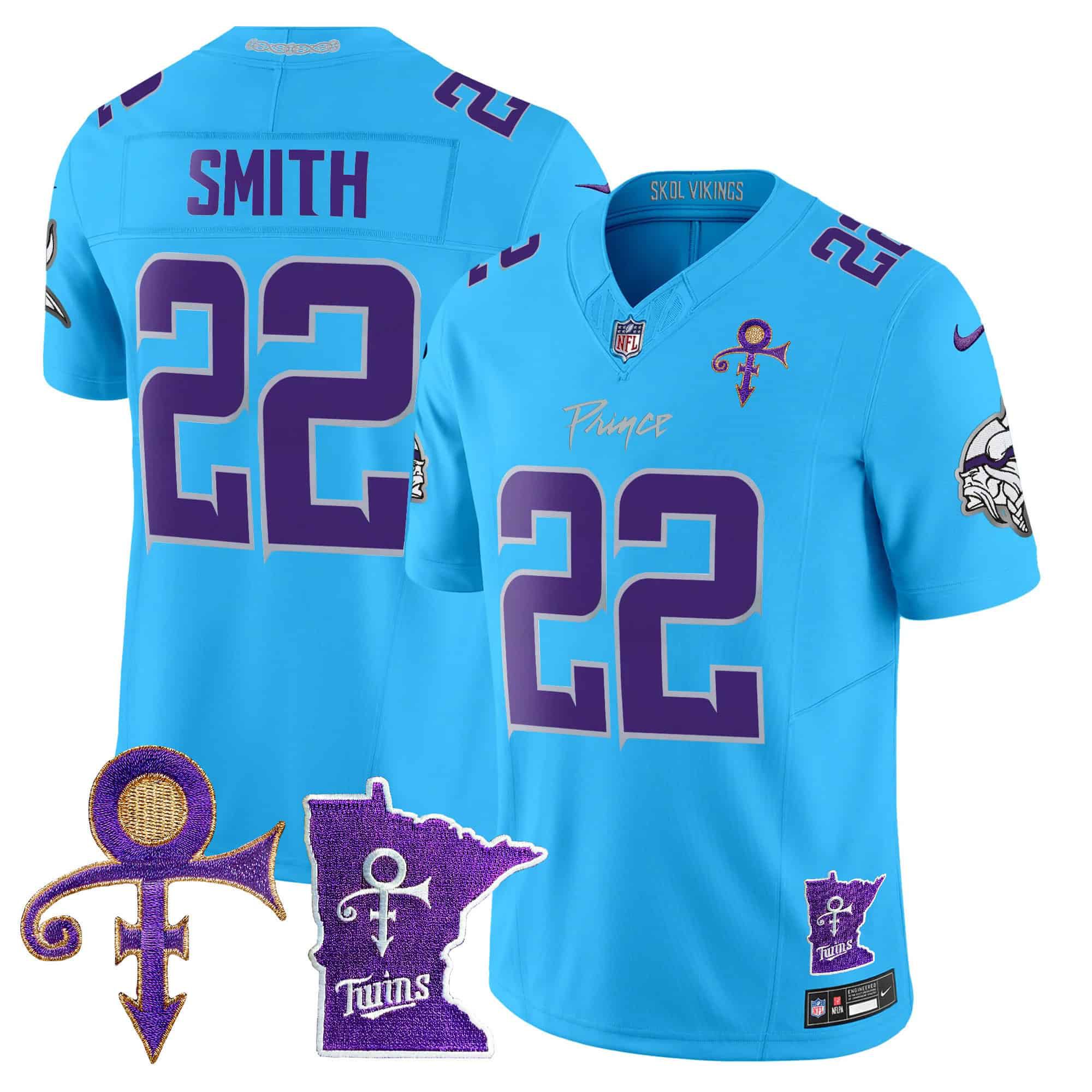Men Minnesota Vikings #22 Smith Light Blue 2024 Nike Prince Vapor Limited NFL Jersey->nfl t-shirts->Sports Accessory